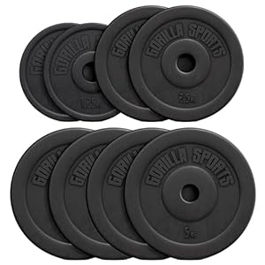 GORILLA SPORTS® Hantelscheiben – Einzeln/Set, 1,25kg, 2,5kg, 5kg, 7,5kg, 10kg, 15kg, 27,5kg, 30kg Gewichte, 30mm Bohrung, aus Kunststoff – Gewichtsscheiben, Hantelscheiben-Set, Hanteln