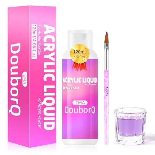 Major Dijit Líquido acrílico profesional (monómero) 120 ml/4.06 fl oz para uñas acrílicas. Cuenco de vidrio EMA y pincel acrílico tamaño 12#