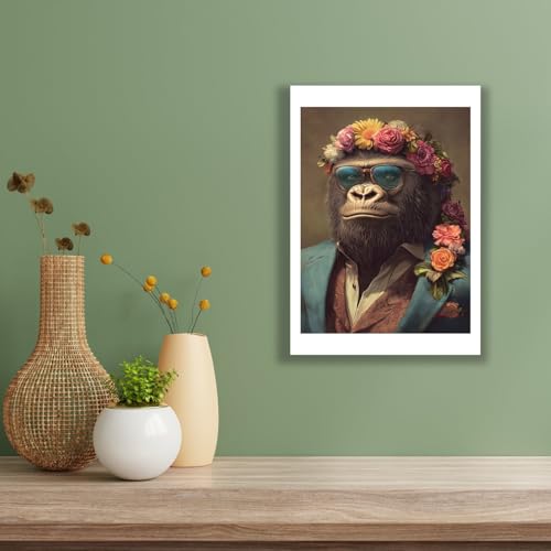 Gorille en costume singe pimpant impression d'art grand format mat - 3