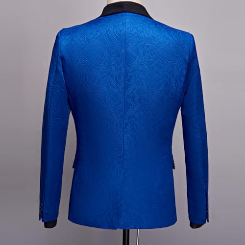 GHNXCY Men’s Suits Slim Fit 3 Piece One Button Tuxedo Suit Set Wedding Prom Dinner Party（Blazer+Vest+Pants） (US, Alpha, Small, Regular, Regular, Royal Blue) — view 5
