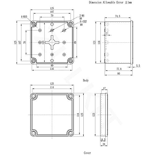 Zulkit Junction Box Abs Plastic Dustproof Waterproof Ip67 Junction Boxes Universal Electrical Project Enclosure Durable Diy Electronic Project Box Grey 4.92 X 4.92 X 3.94 Inch (125 X 125 X 100 Mm) #TOP5