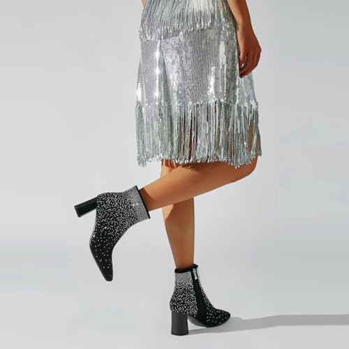 KISSASA Womens GOGO Zipper Ankle Boots Round Toe Low Mid Block Heel Booties3