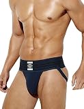 Casey Kevin Men's Christmas Thong Jockstraps For Men Jock Strap Sexy Lingerie Underwear Athletic Supporters, Navy, Medium