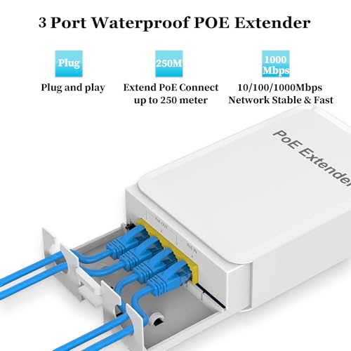 REVODATA 3 Port Outdoor Gigabit PoE Extender, 10/100/1000 Mbps PoE Repeater 100/250 Meter Extend, IEEE802.3af/at 3 PoE Output Waterproof for Outdoor, Plug and Play (WPOE6004G) by REVODATA - Image 5