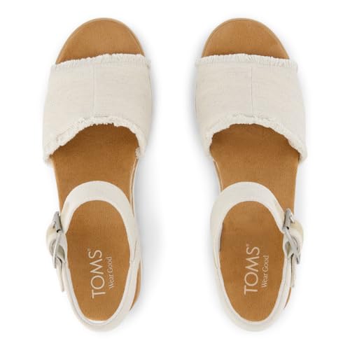 Image of TOMS Women's Diana Wedge Heel Sandal, Leather Upper, Rope-Wrapped Midsole, Adjustable Strap, Buckle, OrthoLite Insole