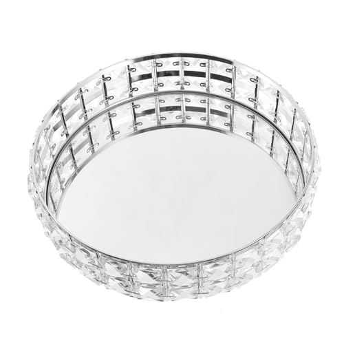 IWOWHERO 鏡面装飾トレー 丸型 サービングトレイ 食品盛り皿 ホームオーナメント インテリア収納 多機能ディスプレイ お盆トレーとして