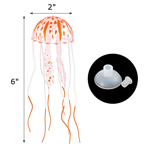 Image of Lpraer 6 Pack Glow Jellyfish Floating Fish Tank Decorations Glowing Effect Silicone Simulation Jellyfish Ornament Aquarium Decorations (6 Colors)