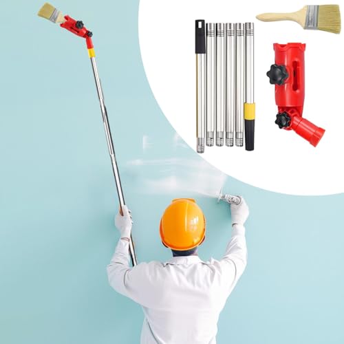 Adaptador de pincel con barra de extension para pintar techos altos sin escaleras 4