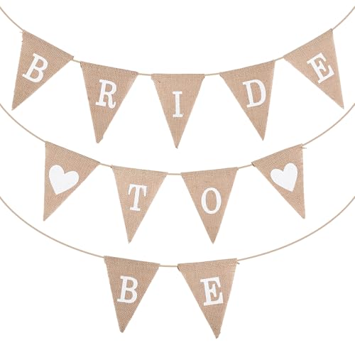 Bride To Be Linen Banner Bride To Be Garland Hen Party Decorations Vintage Burlap Hen Party Banner Bunting Bachelorette Hen Do Banners for Hen Bride Parties Weddings Decorations