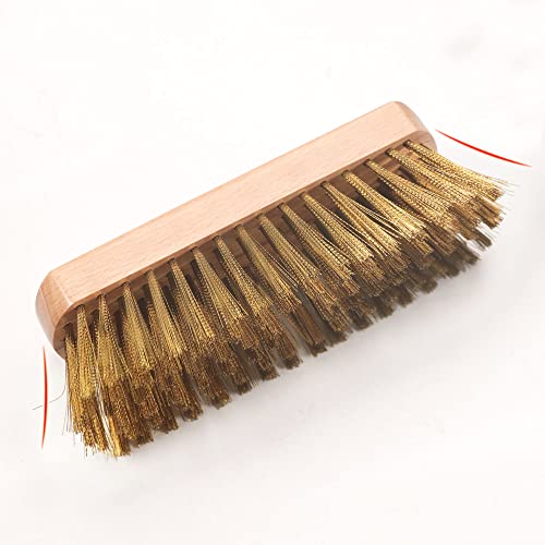 Image of Pizza Oven Brush 7 Inch Brass Bristles Replacement Brush Head and Scraper