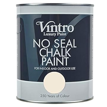 Vintro | No Seal Chalk Paint | Interior & Exterior Use | Furniture | Walls | Wood | Metal | 1 Litre (Buckingham - Cream)