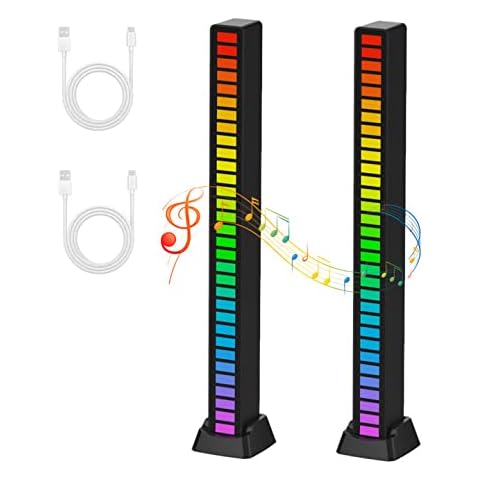 2 Pack Rhythm Recognition Light, RGB Light Bar with 32 Bit Music Level Indicator, Car RGB Voice Activated Pickup Rhythm Lights Cover