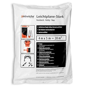 Hinrichs Afdekfolie, 4 x 5 m, 20 m², schilderfolie, extra sterk en transparant, beschermfolie voor meubels en vloeren, professionele schilderbenodigdheden, schilderaccessoires, plastic folie om te