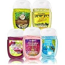 Bath and Body Works Anti-Bacterial Hand Gel 5-Pack PocketBac Sanitizers, Assorted Scents, 1 fl oz each