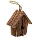 winemana Wooden Bird House, Outside Hanging Bird House for Small Bird, Made of Natural Bark