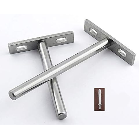 2PCS Type B Floating Shelf Brackets Invisible Concealed Wall Mounted Wood Shelf Bracket Stainless Steel (2.83in, 3.78in, 4.84in) Cover