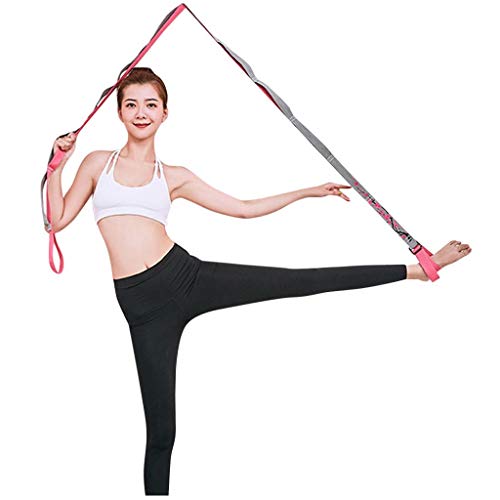 YiMiny Leg Stretcher Door Flexibility Stretching Strap Multi-Loop Stretch Strap Physical Pilates Dance Gymnastics Yoga Nonelastic Strap Yoga Belt Strap(Pink)