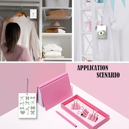Image of Sage Green Coquette Bow Preppy Lavender Car Air Freshener, Trendy Lucky 8 Ball Cherry Ace Hanging Air Freshener 4 Pcs for Cars Closet Drawer Books, Girly Car Accessories Mirror Decor for Women