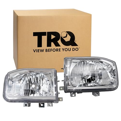 Image of TRQ Driver and Passenger Side Headlight Assembly Set Compatible with 1999 Nissan Pathfinder from 12-01-98 Production Date 1999-2004 Nissan Pathfinder