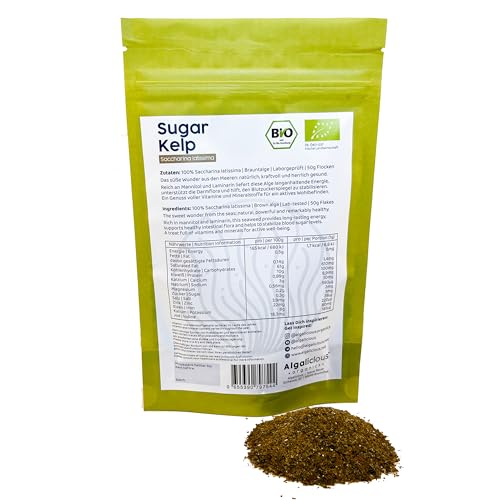 Kombu Sucre Bio | Source Naturelle de Mannitol Calcium Magnésium et Potassium | Complexe Vitamine et Minéralisant | 50 g Flocons 2 mm | Keto Paleo | Algue Brune d'Irlande – vue 2