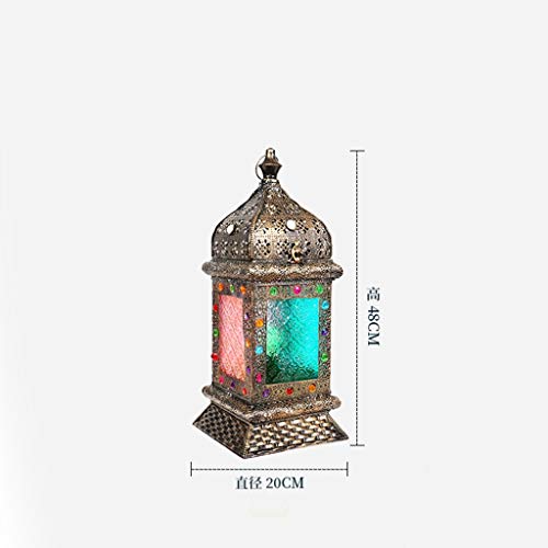 Lampe de table en fer forgé rétro et abat-jour vitrail pour salon - 3
