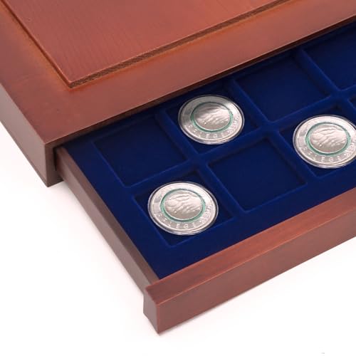 Caja para monedas de madera auténtica SAFE 6836 con compartimentos rectangulares y acabado premium 3