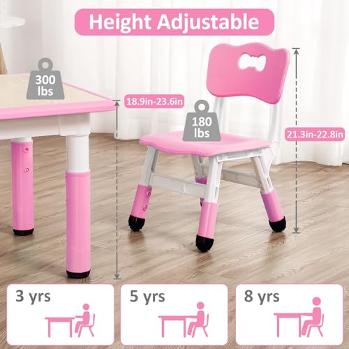 Image of Kids Table and Chairs Set, Height Adjustable Activity Desk (Ages 2-10) - Graffiti & Arts Crafts Desktop with Non-Slip Legs, 300lbs Max Load, Multi-Use for Home, Classrooms & Daycares