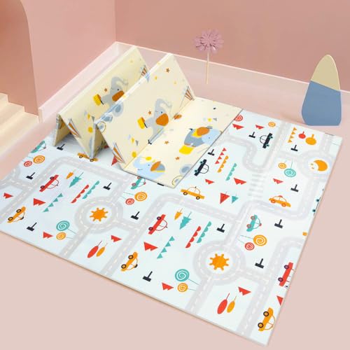OUNUO Krabbelmatte Baby, Spielteppich für Kinder, Spielmatte Baby, Doppelseiten Krabbeldecke...
