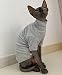 Sphynx Hairless Cats Shirt Cotton Cat Turtleneck Sweater Pullover Kitten T-Shirts with Sleeves Cat Pajamas Jumpsuit for Sphynx Cornish Rex, Devon Rex, Peterbald (Medium (Pack of 1), Light Grey)