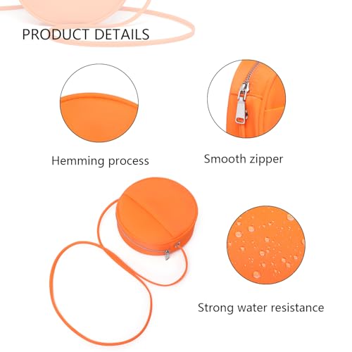 Image of Circle Crossbody Bag for Women NYLON Circle Purse with Zipper Adjustable Knot Shoulder Straps