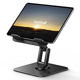 Lamicall Rotating Tablet Stand for Desk - [Fully Adjustable][Foldable & Portable] iPad Stand with Heavy-Duty Base, Tablet Holder Gifts for 4.7-13