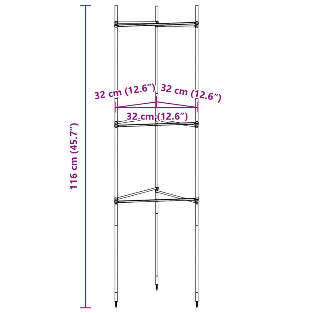 Tomatenkäfige 4er Set 116 cm verstellbare Rankhilfe aus Stahl mit PE Beschichtung und PP Verbinder für Tomaten Gurken Bohnen im Garten