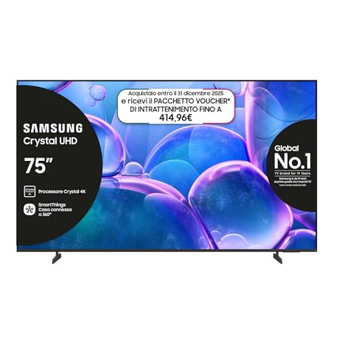SAMSUNG Smart TV 75'' UE75U7000FUXZT Crystal UHD 4K, Crystal 4K Processor, HDR, Smart Experience,...