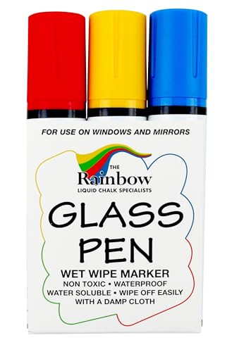Glass Pen Window Marker: Liquid Chalk Pens for Glass, Whiteboard Markers with Washable Paint - Graduation, Car Windows, Mirror Pen, Storefront, Wedding, Parade, Party & Holiday (3 Pens - Jumbo Tip)