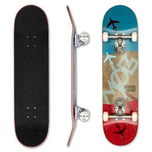 Mob Skateboards Airlines 8.0 - Komplettboard 31 x 8 Zoll - Holzbrett aus 7 Schichten Ahornholz - fertig montiert - Skateboard für Jugendliche, Erwachsene, Anfänger und Profis
