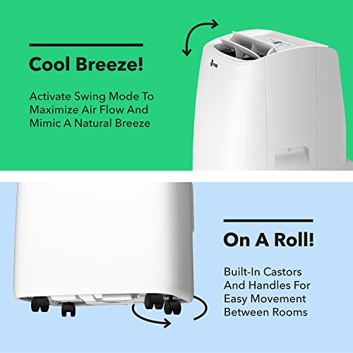 Vremi 12000 BTU Portable Air Conditioner with Heat - Easy to Move AC Unit for Rooms up to 350 Sq Ft - with Powerful Cooling Fan, Reusable Filter, Auto Shut Off (8150 BTU New DOE)