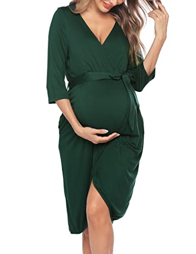 Image of Ekouaer Women's Nursing Robe 3 in 1 Labor Delivery Maternity Dress Hospital Gown Breastfeeding Bathrobes
