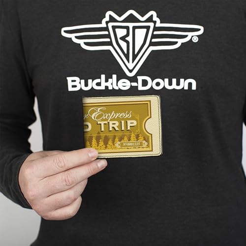 Buckle-Down Men's Holiday Movies Wallet, Bifold, The Polar Express Round Trip Train Ticket Golds, Vegan Leather, 4.0" x 3.5"3