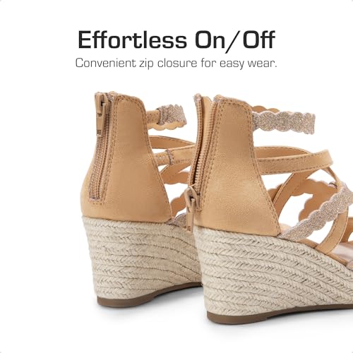 Image of DREAM PAIRS Girls Wedge Sandals Flatform Open Toe Platform Sandals Flower Wedding Party for Little Kid /Big Kid