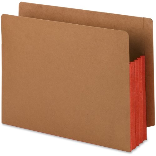 Smead End Tab Pocket, Reinforced Straight-Cut Tab, 3-1/2″ Expansion, Extra Wide Letter Size, Redrope with Red Gusset, 10 per Box (73686)