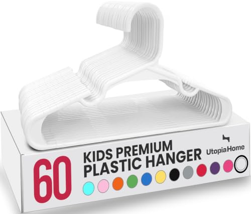 Image of Utopia Home Kids Hangers 60 Pack – 11.5 Inch Baby Closet Hangers White | Plastic baby hangers | Fits children's & infant clothes | Gentle on delicate garments