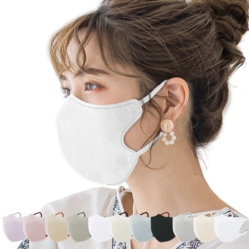 [�����H] 3D�}�X�N 60��(10��×6�p�b�N) ����}�X�N �J���[�}�X�N ���̃}�X�N ���藧�̃}�X�N �g���̂� ���� �_�炩�S���R�̗p �����ɂ��Ȃ�Ȃ� PM2.5/�ԕ�/�����q�Ή��J�b�g (�s���A�z���C�g�i���R���F�j)