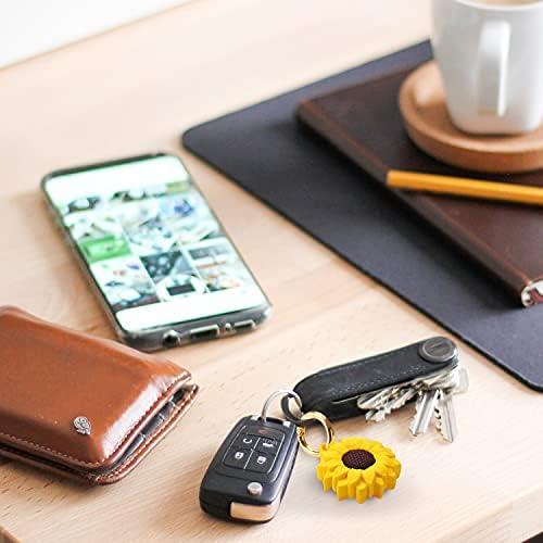 GOLLEY Compatible with Apple AirTag Case for AirTag Keychain,Airtag Holder,Anti-Scratchfor Apple AirTags Case Accessories,Silicone Protective case Secure Holder with Key Ring (Sunflower)