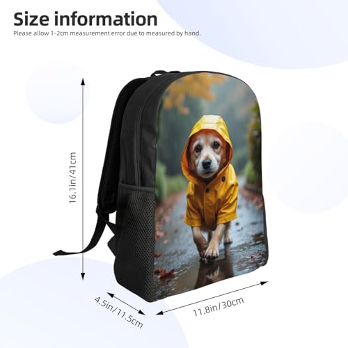 Comfort Fit Unisex Dog in Yellow Raincoat in Puddle Backpack Durable Daily Commute Travel Adventures 16 Inch4