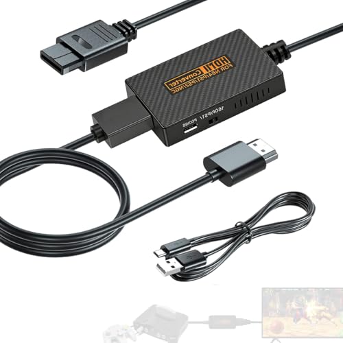 N64 to HDMI Adapter, HDMI Converter for N64/Gamecube/SNES/SFC Gaming Console, Video Converter with Link Cable and USB Cable, 720p/1080p Output, Plug & Play