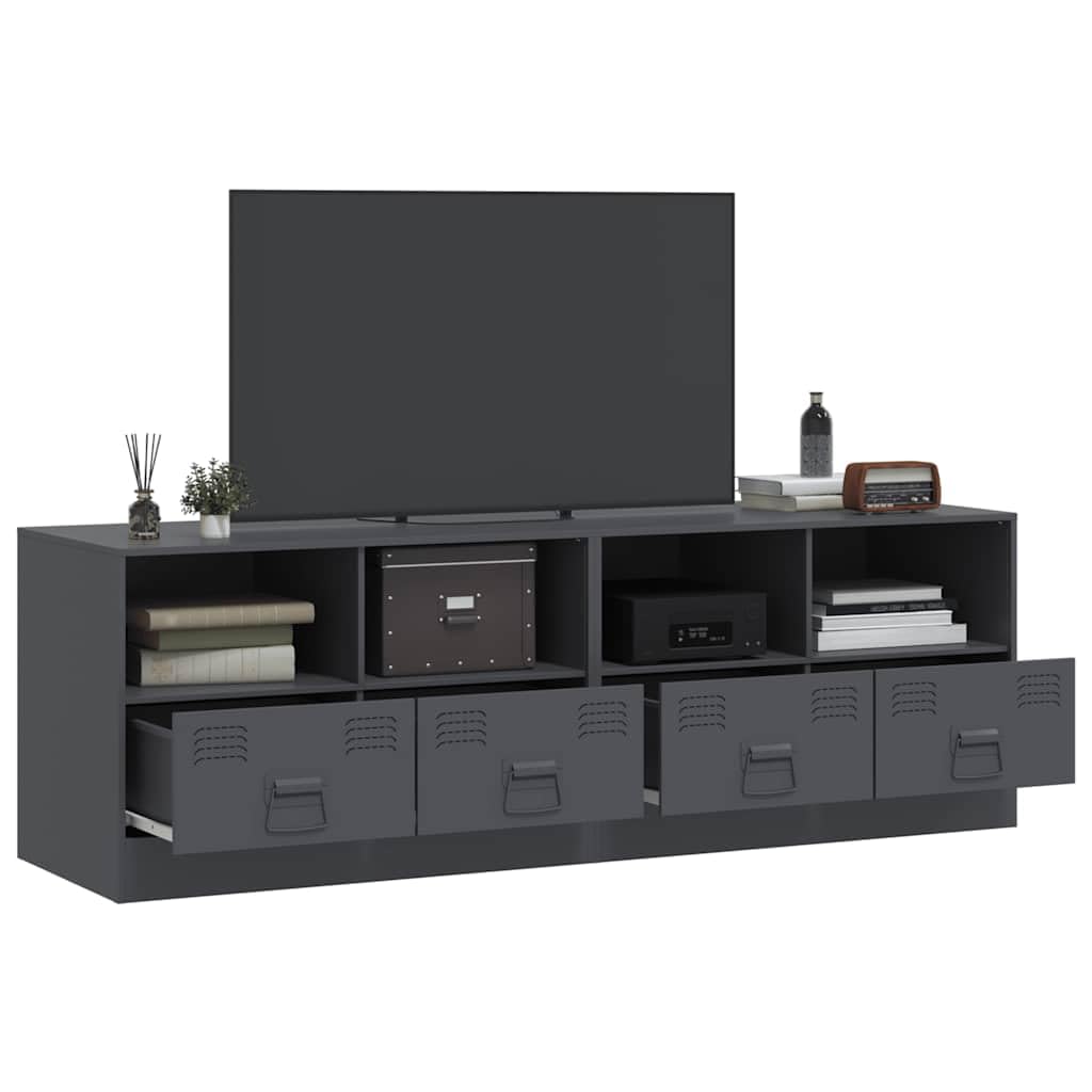 Genérico - Mueble para TV (acero laminado frío, 2 puertas, 67 x 39 x 44 cm), color gris | Gran espacio de almacenamiento, fácil de limpiar, asas prácticas, diseño estable