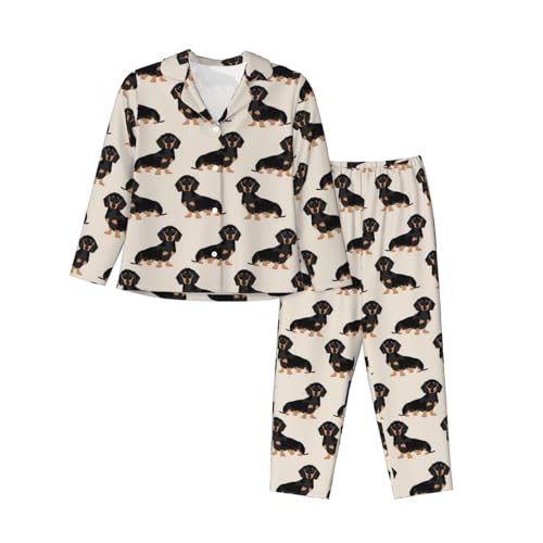 Pyjama teckel femme à manches longues coton confort