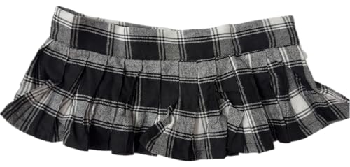 Sexy School Girl Skirt– Plaid Mini Lingerie Costume Adjustable Waist, Naughty Roleplay Outfit for Women, Plus & Regular Sizes
