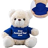 Personalized Teddy Bear Stuffed Animal with Customized Text, White Teddy Bear as Personalized Gifts for Girlfriend/Boyfriend on Valentines Day/Birthday/Christmas Day (8inch-Blue)