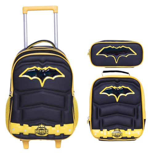 Mochila Escolar Carrinho Kit Lancheira e Estojo p/Menino Herói